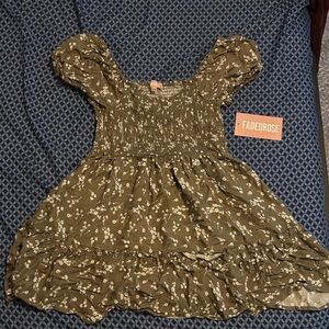 Faded Rose Olive Green Floral Women's Casual Dress